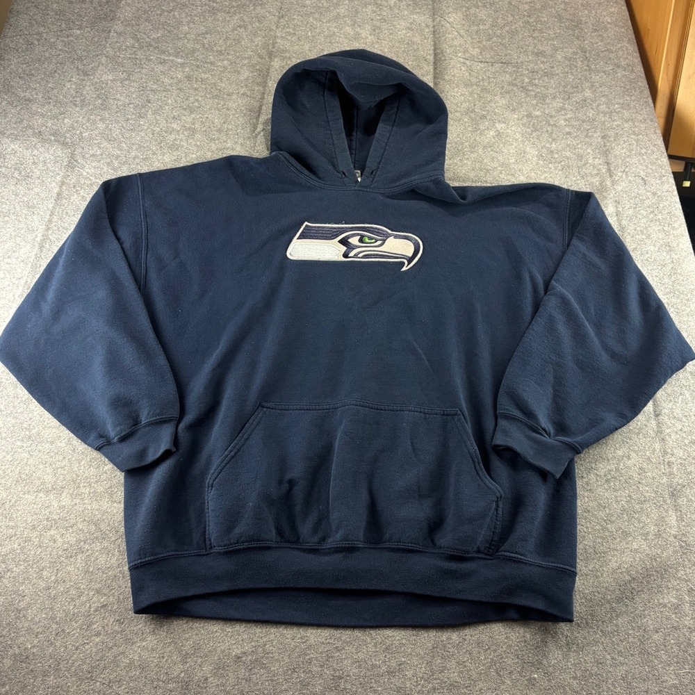 NFL Team Apparel Seattle Seahawks Hoodie Navy Blue Embroidered Logo Mens 2XL